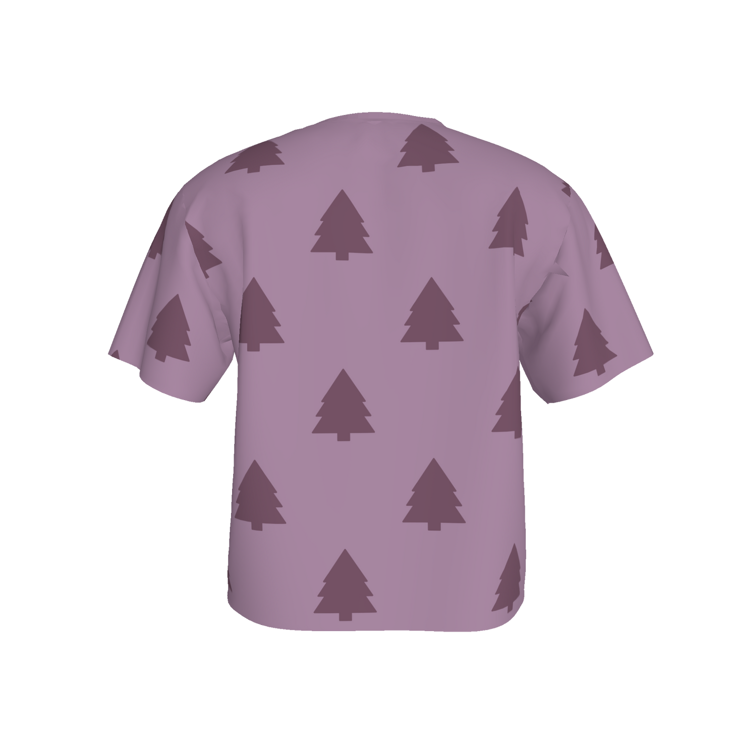 Women's Waist Length Boxy T-shirt - Purple trees