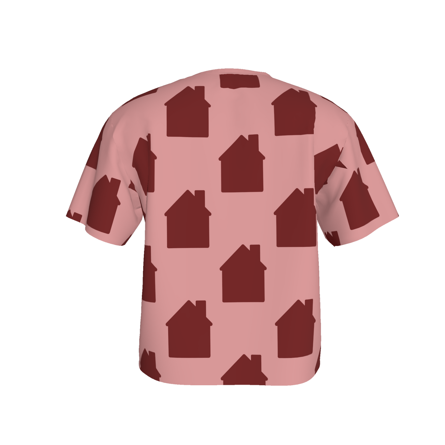 Women's Waist Length Boxy T-shirt - Pink Houses